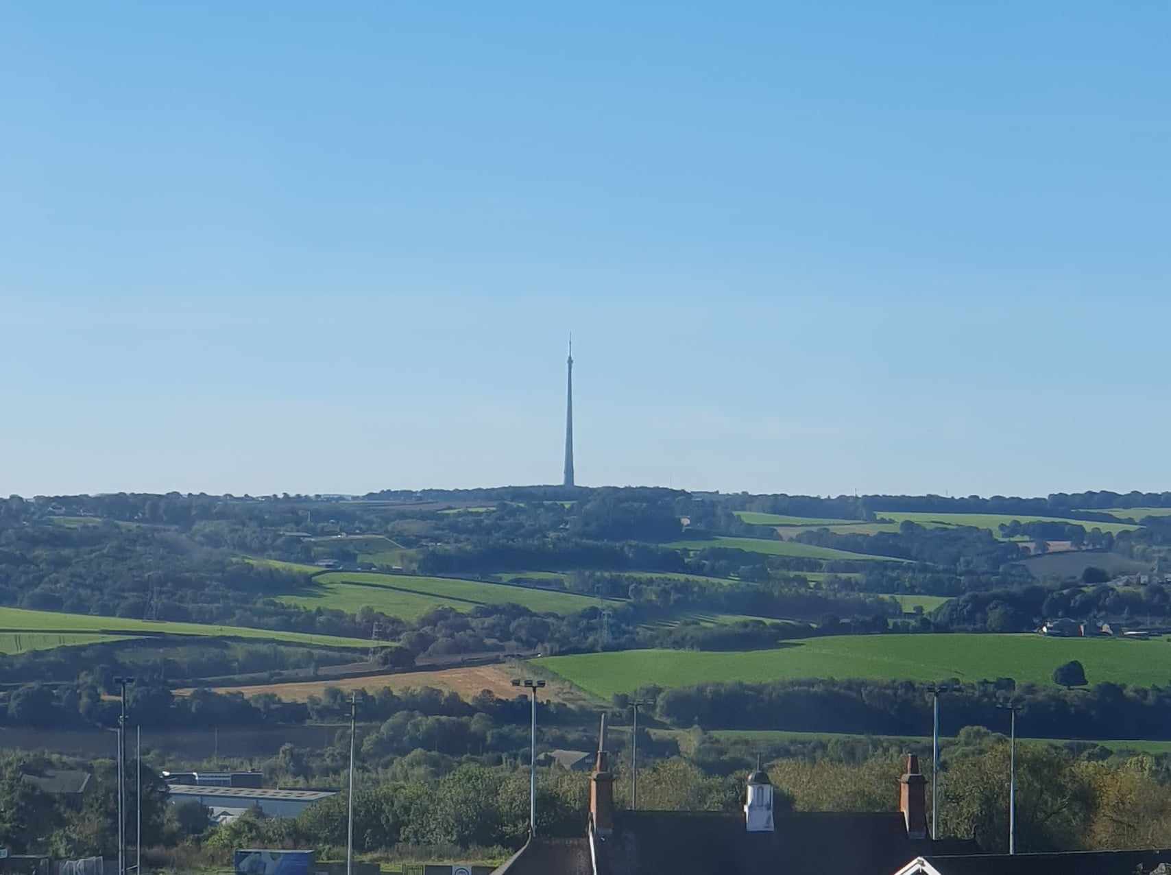 Emley Moor tower over the Yorkshire countryside