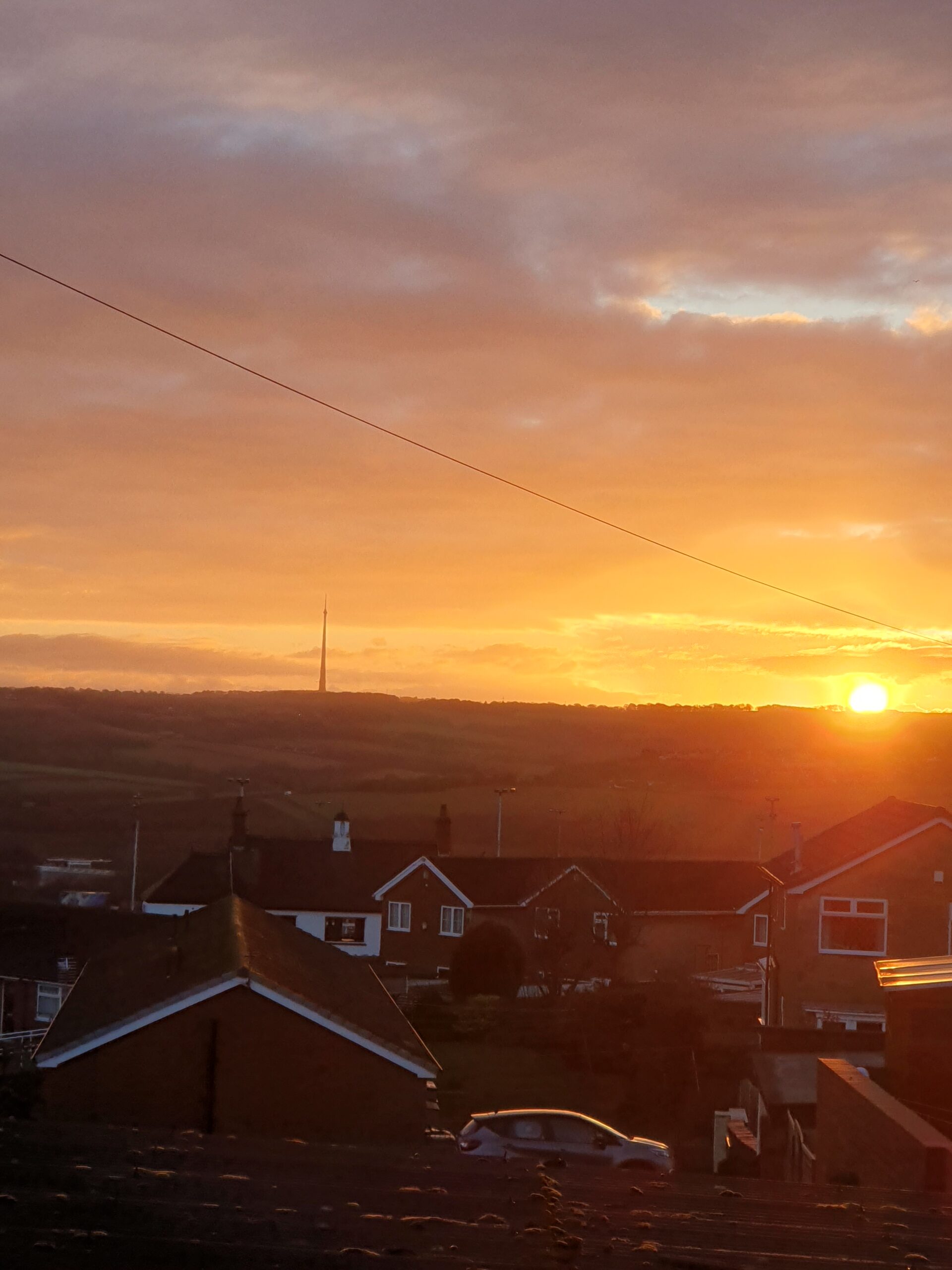 Sunset over Emley Moor and Ossett